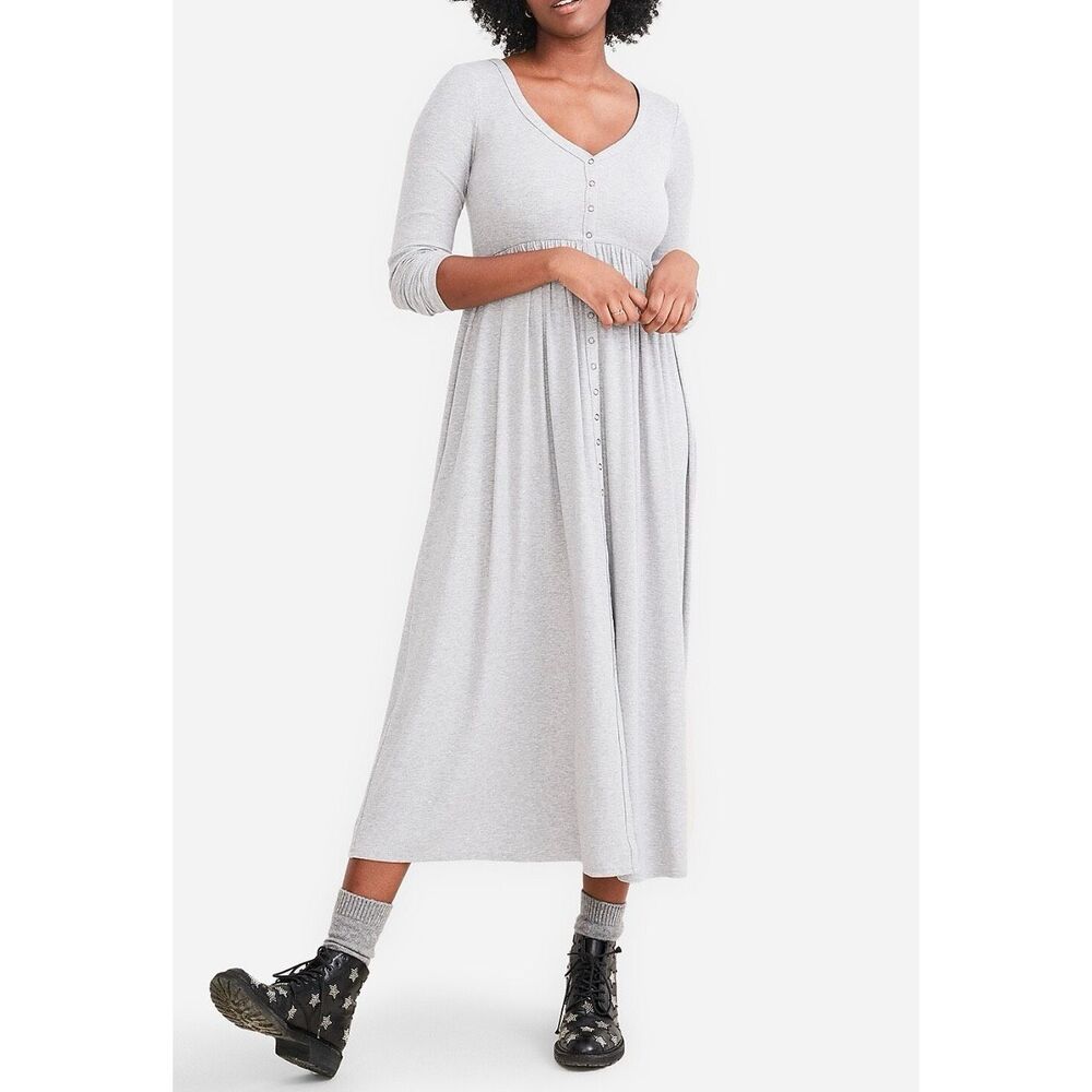 HATCH The Softest-Rib 3/4 Sleeve Nursing Maternity Lightweight Knit Maxi Dress